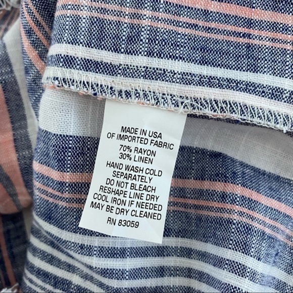 Drew Teagan Blouse Denim Linen Blend Top - Picture 10 of 12